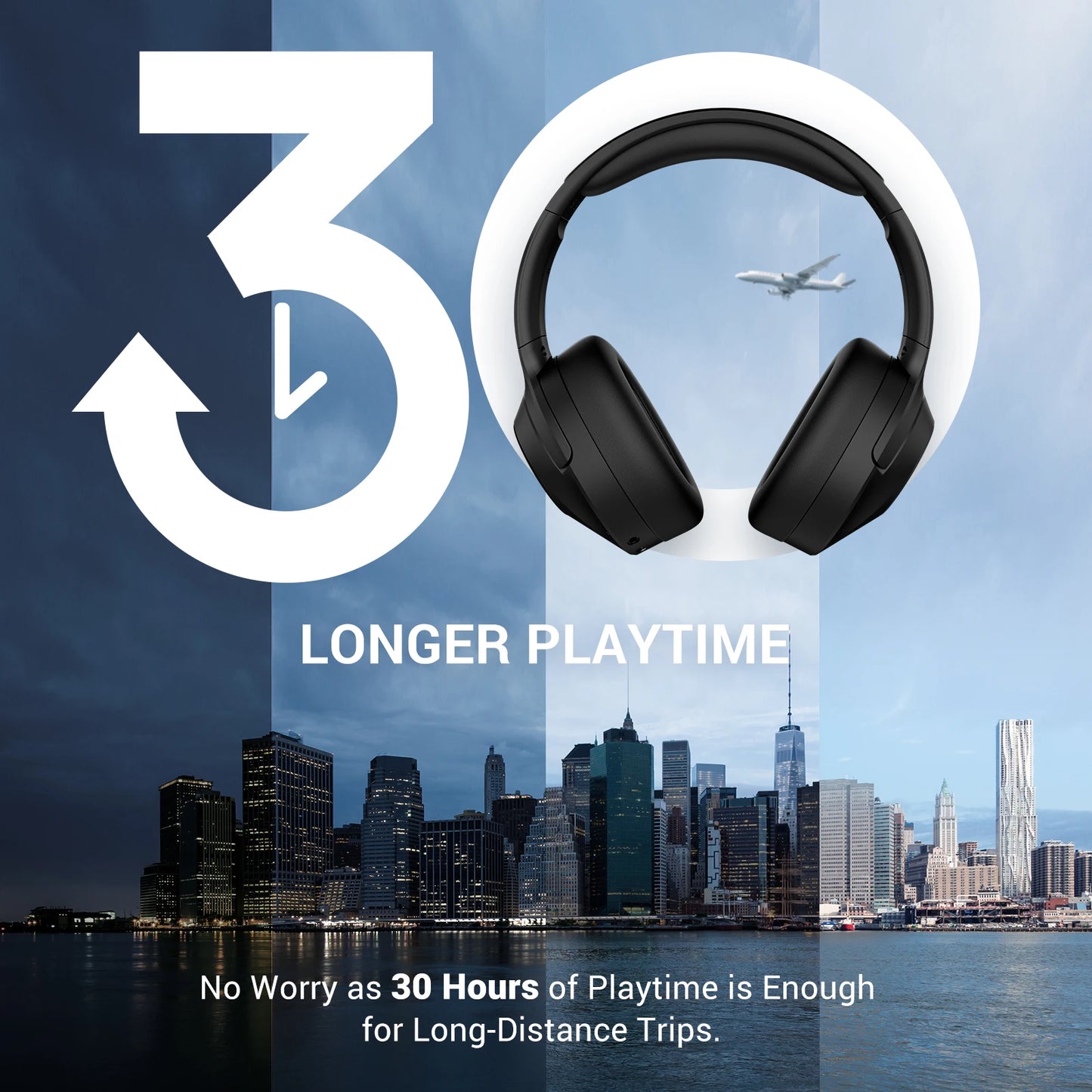 High-quality Hybrid Active Noise Cancelling  Headphones Wireless Headset Playtime 30H BT 5.4 Over-ear Headphones with Deep Bass
